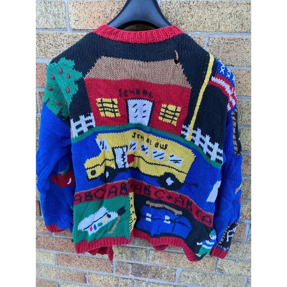 Vintage Belle Pointe School Teacher Classroom Students Cardigan Size L Sweater - Picture 9 of 10